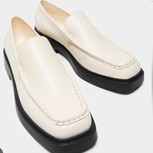 Mango Women's Cream Loafers with Black Soles - Picture 1 of 7